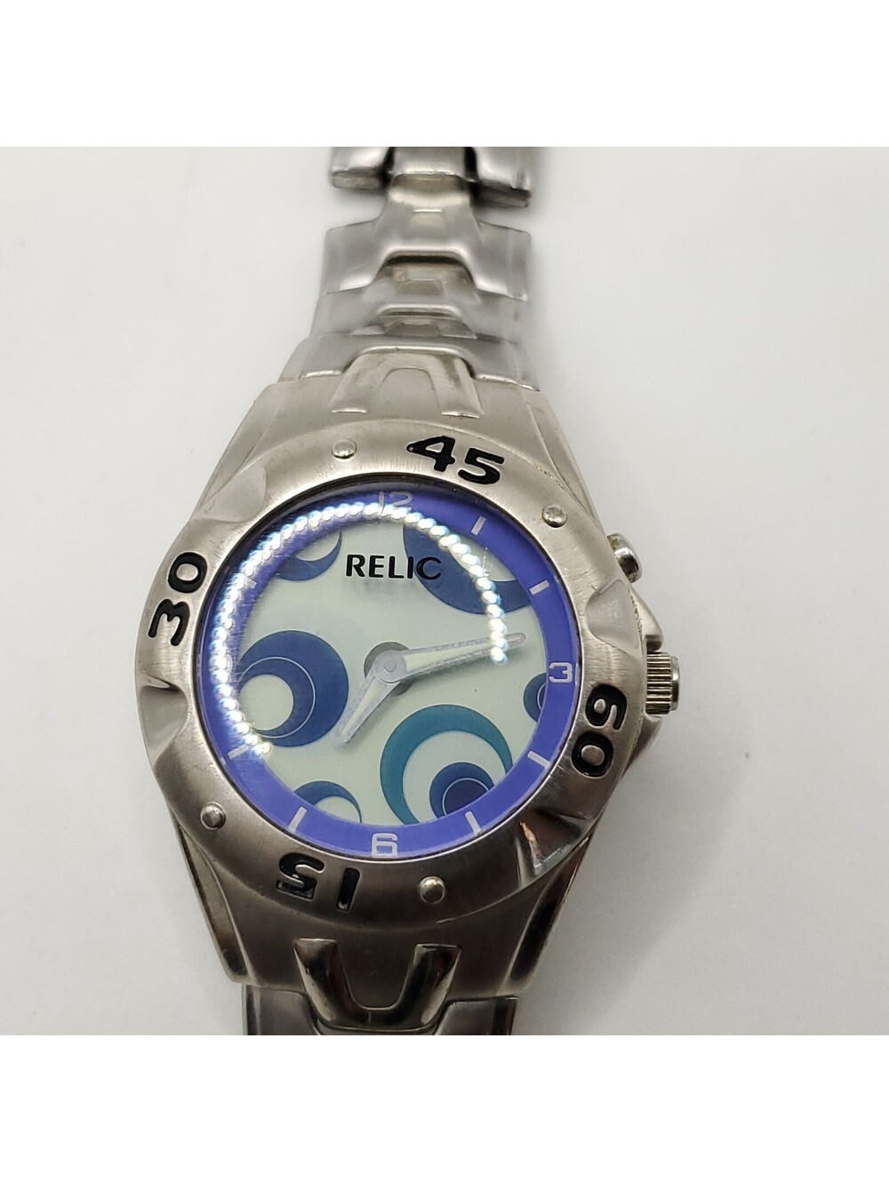 Vintage Relic Blue Animated 32mm Womens Watch New Batteries Broken Band